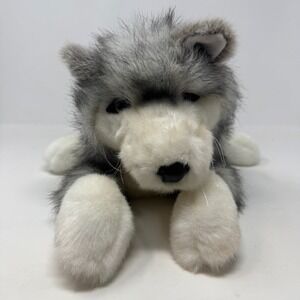 Folkmanis Timber Wolf Hand Puppet Plush Husky Dog Gray and White 17 Inches
